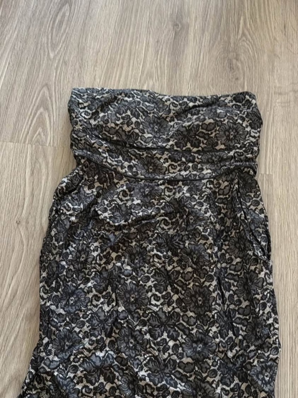 Lovely Day Strapless Black and Gray Lace Mini Dress